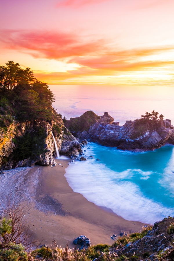 McWay Falls Golden Hour by Clare Kathleen Cornelius
